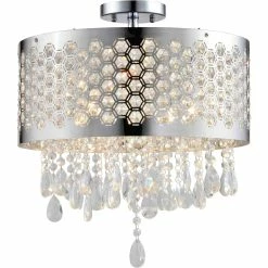 Best Sale 😀 Artiva USA Catalyn 4 Light Chrome Crystal 16.5 X 18 In. Flush Mount Chandelier 🥰