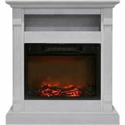 Wholesale 🎉 Cambridge Sienna 34 In. Electric Fireplace With 1500W Log Insert And White Mantel ✔️