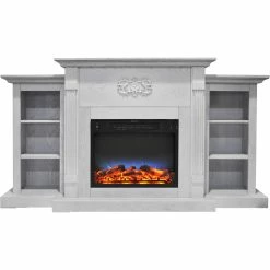 Cheapest 🎉 Cambridge Sanoma 72 In. Electric Fireplace In White With Built In Bookshelves 🔥