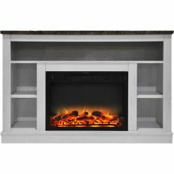 Cheap 😍 Cambridge 47 In. Electric Fireplace With Enhanced Log Insert And White Mantel 🔔