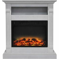 Cheapest 🌟 Cambridge Sienna 34 In. Electric Fireplace Enhanced Log Display And White Mantel ⭐