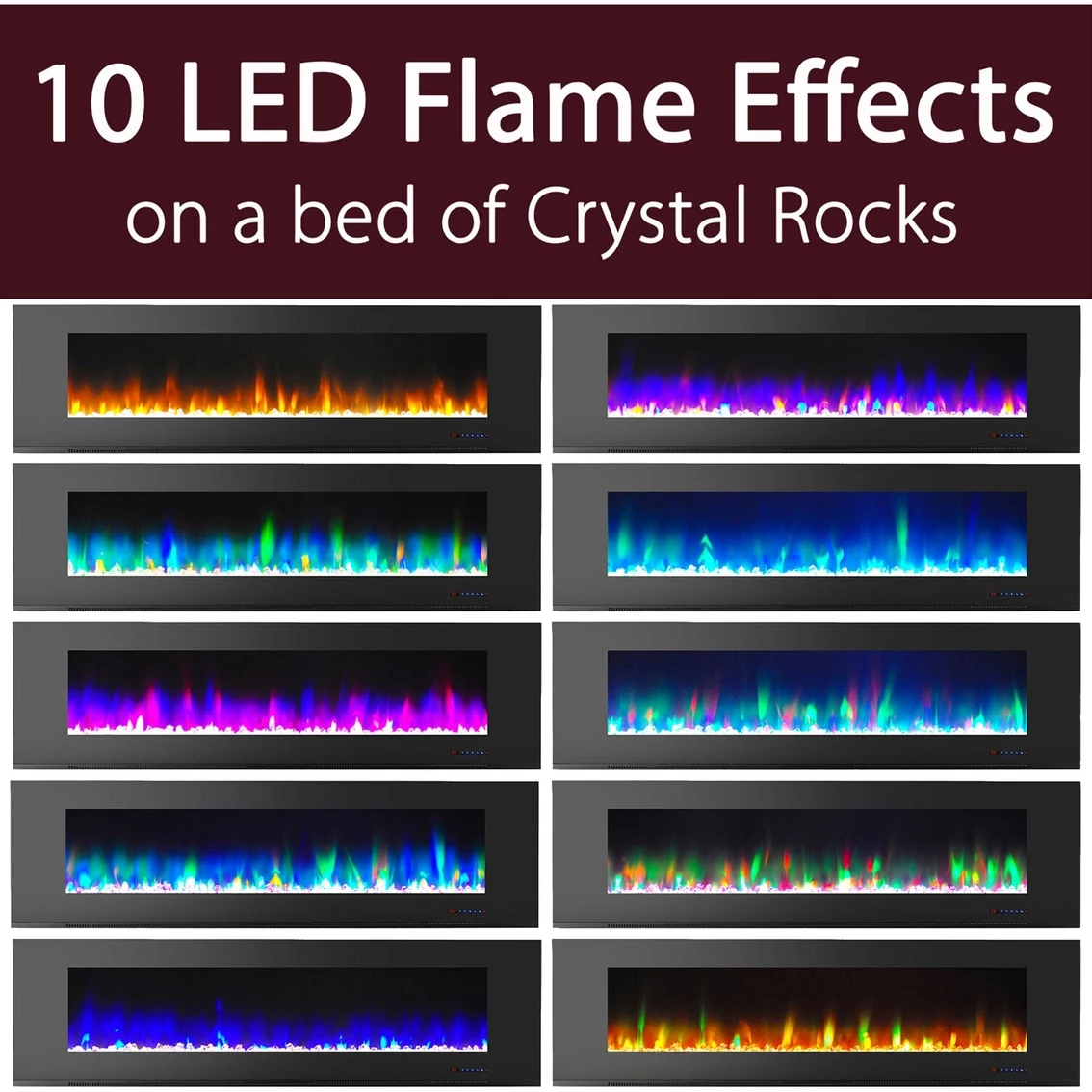 Cheapest 🔔 Cambridge 72 In. Wall Mount Electric Fireplace In Black With Multi Color Flames ❤️ - Image 2