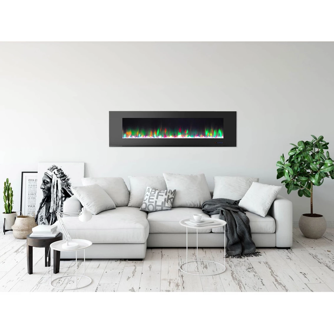 Cheapest 🔔 Cambridge 72 In. Wall Mount Electric Fireplace In Black With Multi Color Flames ❤️ - Image 10