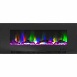 Flash Sale 🛒 Cambridge 50 In. Wall Mount Electric Fireplace In Black With Multi Color Flames 🧨