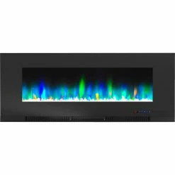 Best Sale ❤️ Cambridge 50 In. Wall Mount Electric Fireplace In Black With Multi Color Flames 🎉